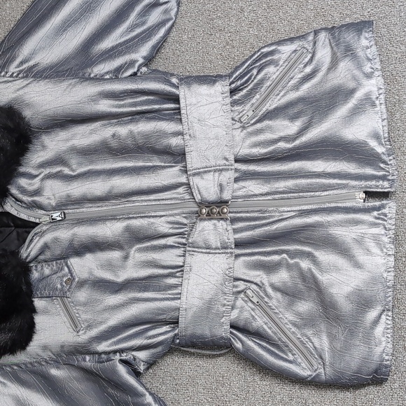 Vintage 80s SKEA PARIS/VAIL Metalic & Fur Ski Jacket Size 12 Made In Colorado - Picture 6 of 16